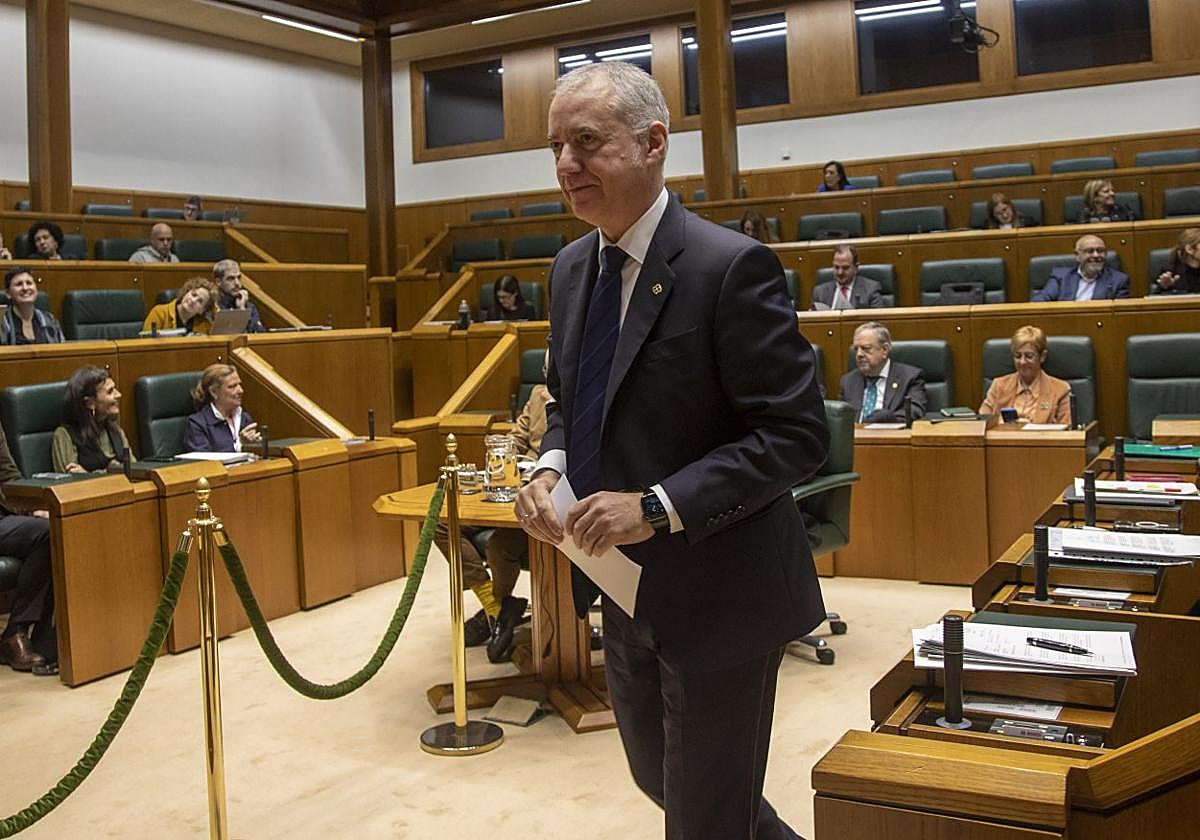 Iñigo Urkullu, la semana pasada en un pleno en el Parlamento Vasco.