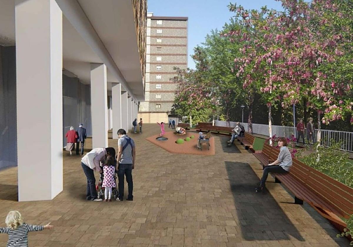 Simulación de como quedará una de las plazas en la calle Beraun.