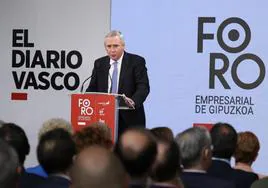 Iñigo Ucín, presidente de la Corporación Mondragon, durante su comparecencia en el Foro empresarial de Gipuzkoa