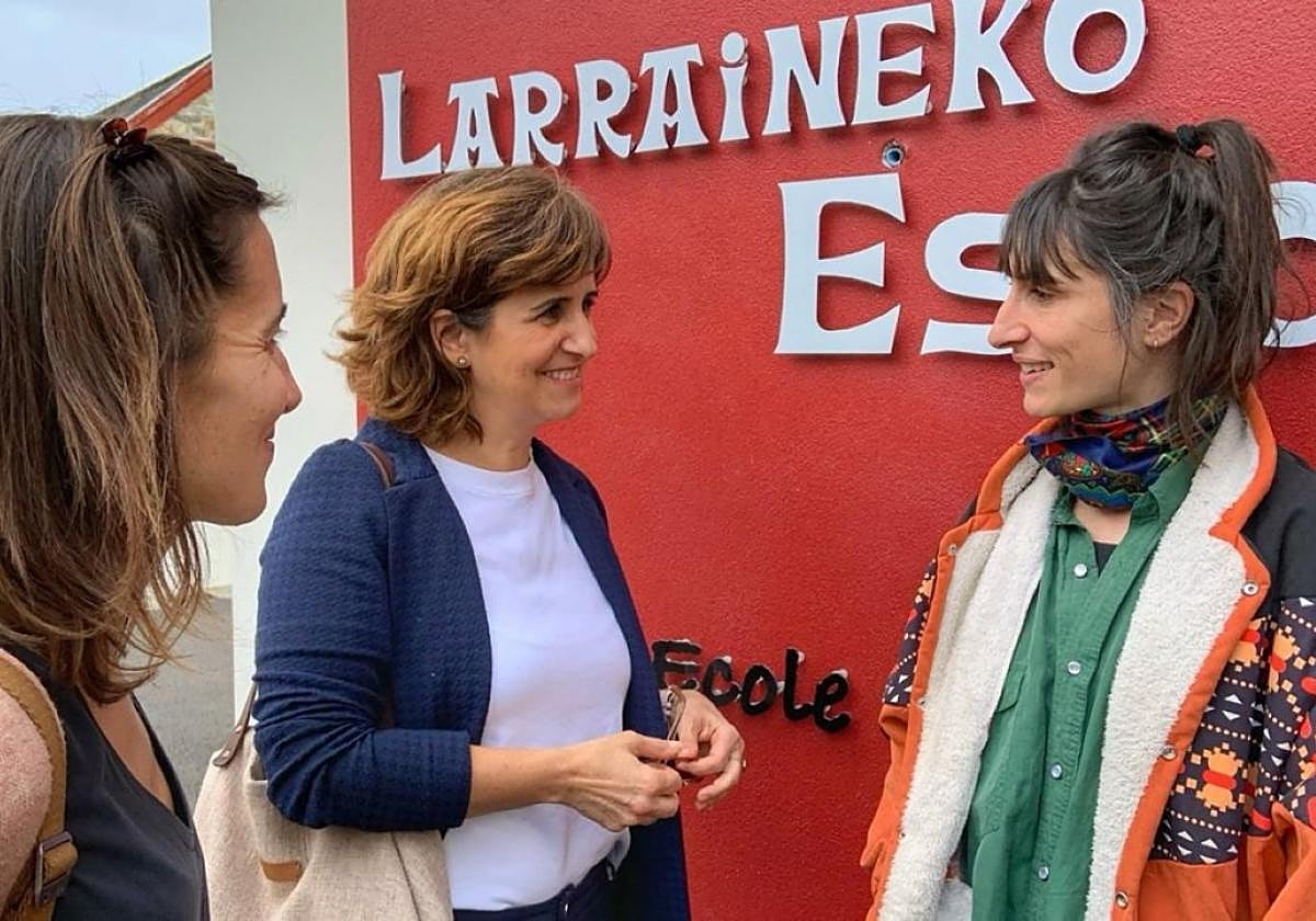 Iturzaetako ordezkariak Larraine eskolakoekin.