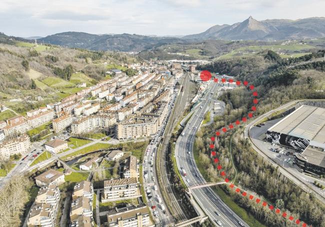 Imagen aérea del tramo por el que discurrirá Oriako Bide Berdea.