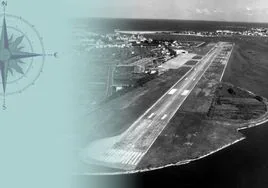 Vista aérea del aeropuerto de Hondarribia en una foto antigua.