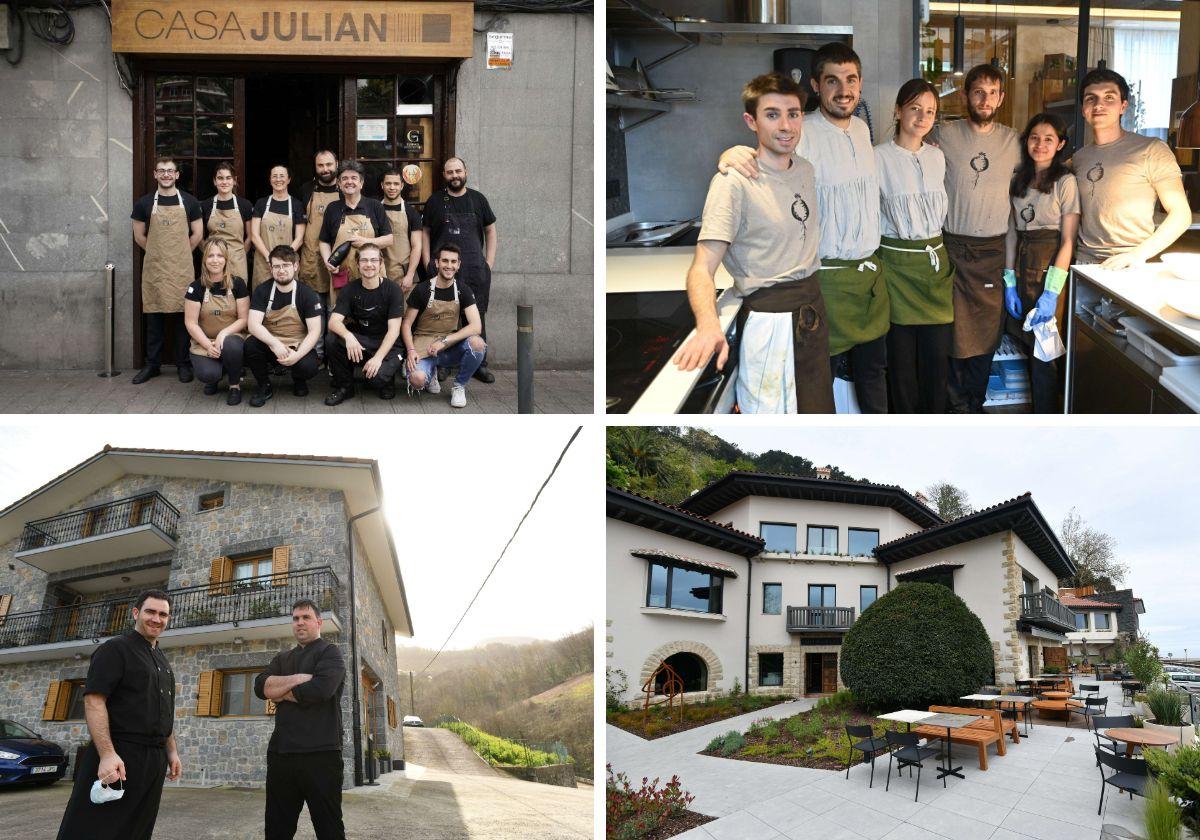 De izquierda a derecha y de arriba abajo, Casa Julián (Tolosa), Ama (Tolosa), Araneta (Zestoa) y Aiten Etxe (Zarautz).