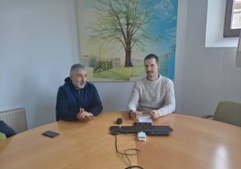 Los dos alcaldes en la reunión telemática con Bittor Oroz.