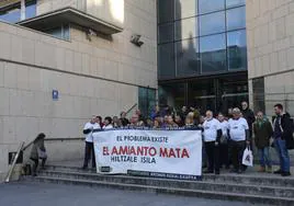 Miembros de Asviame se concentran frente a los juzgados de Donostia