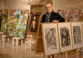 Juan Antonio Barrenechea, en su exposiciónlienzos y dibujos en la Basílica de Santa María.