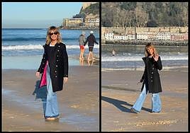 Emma García posa en la orilla de la playa de La Concha