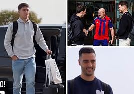 Zubimendi, Remiro, Oyarzabal y Merino, a su llegada a Las Rozas.