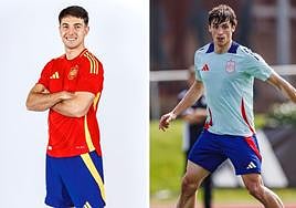 Martin Zubimendi y Robin Le Normand en la concentración de la selección española.