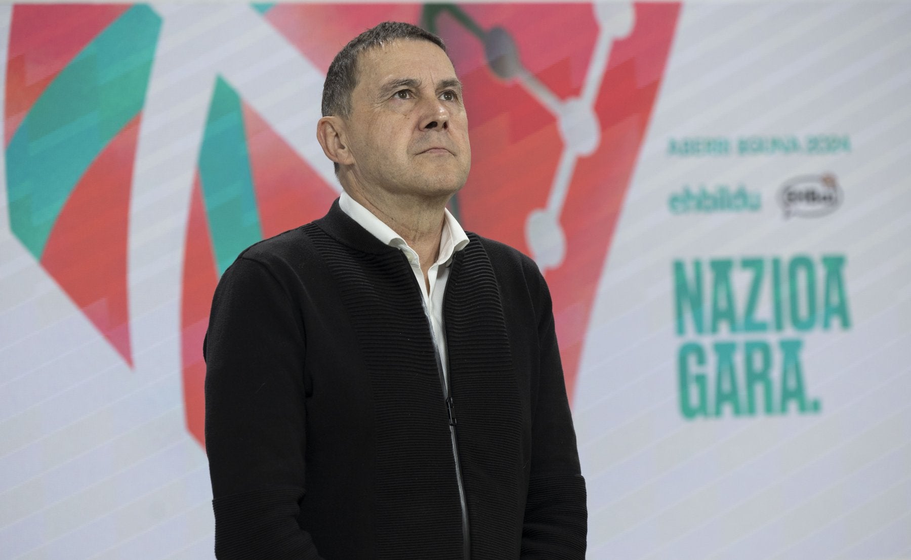 Arnaldo Otegi, este martes en la rueda de prensa en Donostia.