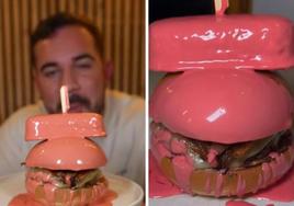 Pablo Cabezali, con la hamburguesa con Pantera Rosa.