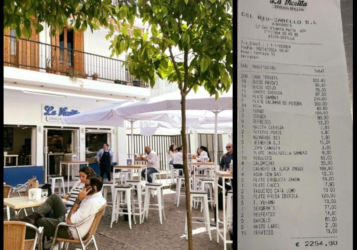 Terraza de la cervecería donde comió el grupo de bilbaínos.