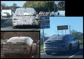 Tres imágenes del vehículo de pruebas camuflado que ha recorrido Donostia.