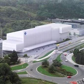 Fotomontaje del futuro edificio de consultas externas, ubicado en el actual aparcamiento, y junto a la unidad de prontoterapia.