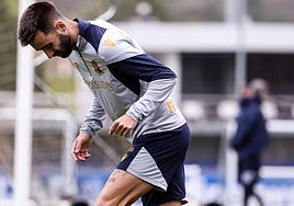 Brais Méndez, en el entrenamiento de este miércoles en Zubieta.