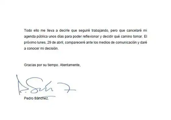 La carta íntegra de Pedro Sánchez