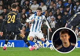 Acción de Ander Barrenetxea en el partido del pasado viernes tratándose de zafar de Arda Güler.