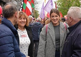 La que fuera candidata a lehendakari de Sumar, Alba García, en las concetraciones del Primero de Mayo.