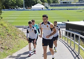 Aritz, Marrero, Merino y Brais, este viernes en Zubieta.