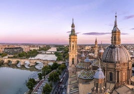 Vistas desde lo alto de la torre de la Basílica del Pilar.