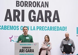 El secretario general de ELA, Mitxel Lakuntza, en un acto del sindicato.