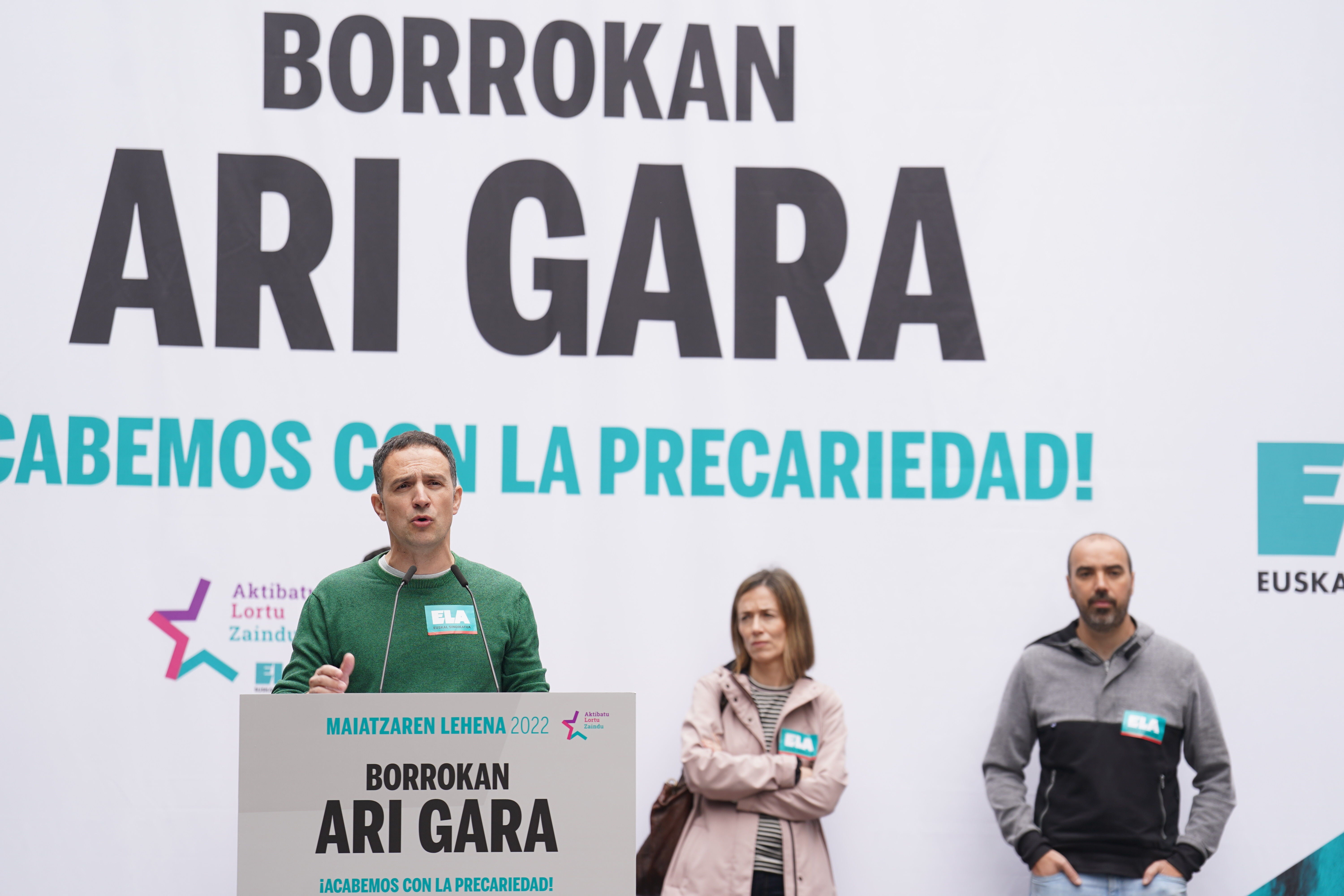 El secretario general de ELA, Mitxel Lakuntza, en un acto del sindicato.