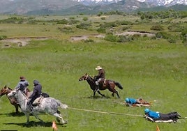 Lobo, Andrea y Jone, en la prueba de los gauchos de El Conquis.