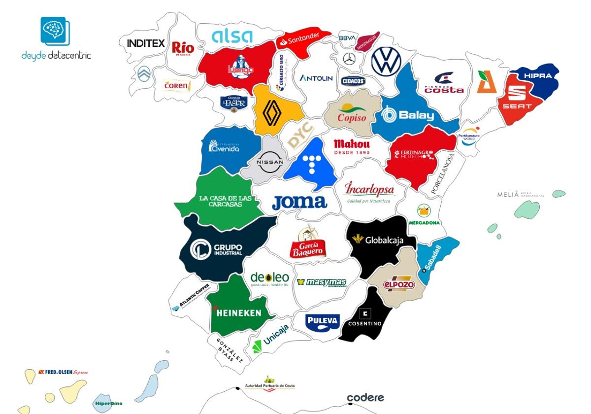 Mapa de las empresas más grandes en cada territorio.