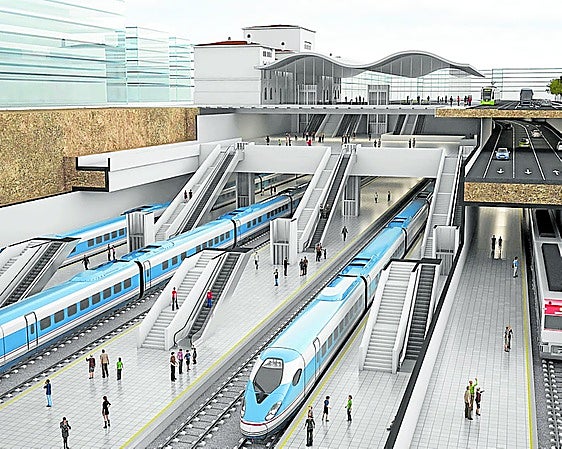 Fotomontaje de la futura estación ferroviaria de Vitoria.