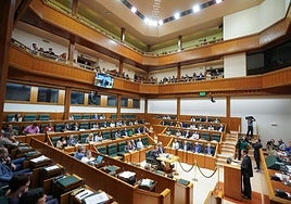 Vista general del salón de plenos del Parlamento Vasco este jueves.