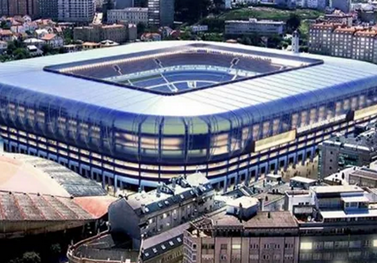 Imagen principal - Proyecciones de Riazor, La Romareda y La Rosaleda.