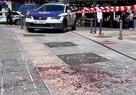 Sangre del ertzaina atacado esta mañana de miércoles en Vitoria.