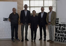 Miguel Martín, Eneko Goia, Eider Mendoza, Iker Goikoetxea y Patrick Alfaya, en la presentación.
