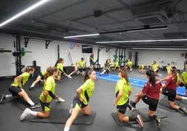 Las realistas, esta mañana en el gimnasio de Zubieta.