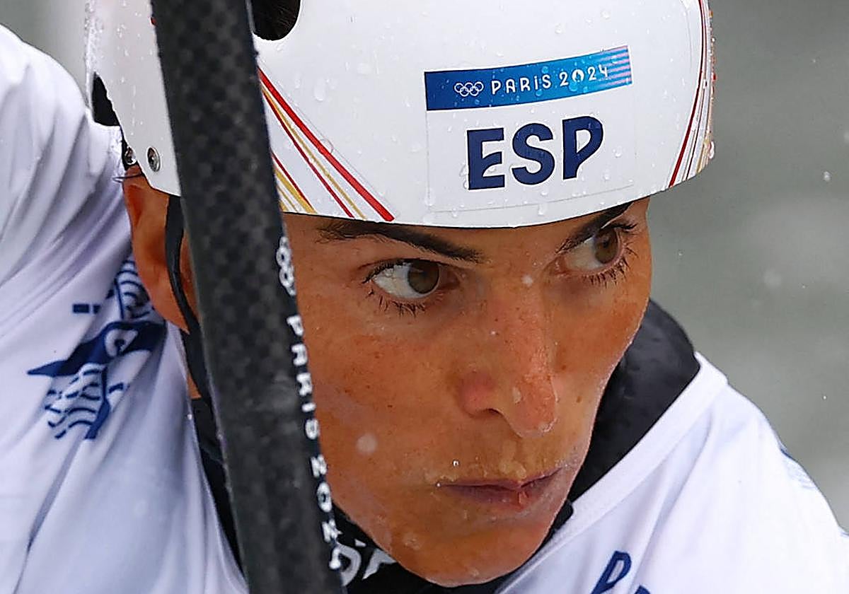 Maialen Chourraut, durante su descenso en la segunda manga.