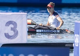 Begoña Lazkano, antes de comenzar la carrera de las semifinales en el K1 500.