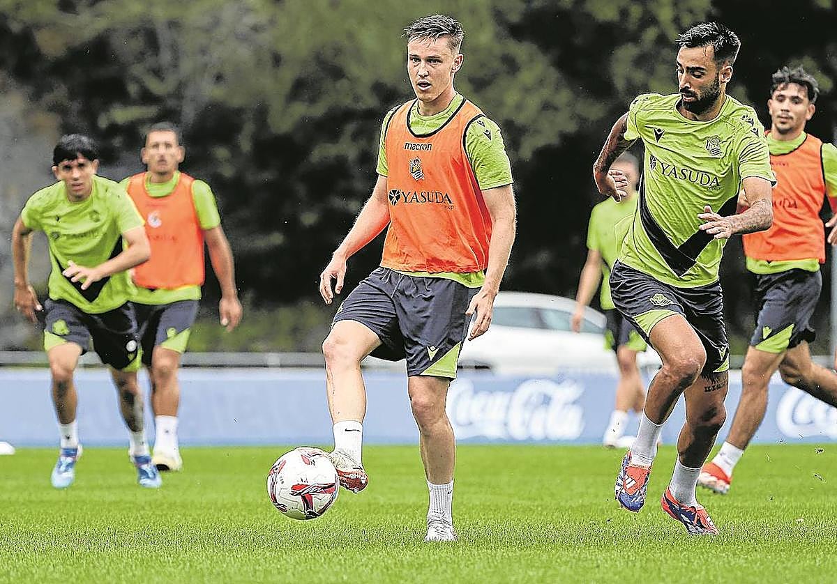 Turrientes, durante un entrenamiento en Zubieta