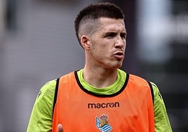 Zubeldia, durante el entrenamiento de este miércoles.