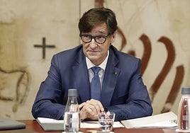 Salvador Illa en la primera reunión de su nuevo Govern de la Generalitat.