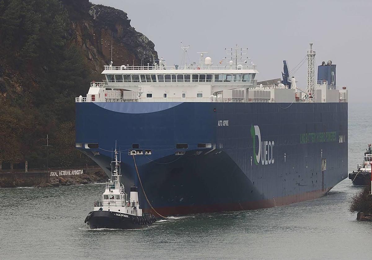 Un cochero gigante, entrando al Puerto de Pasaia.