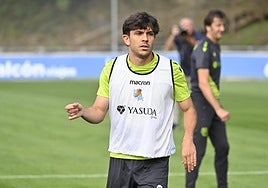 Aramburu, durante un entrenamiento en Zubieta.