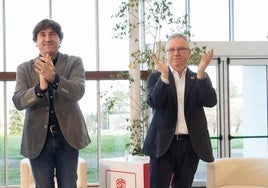 Eneko Andueza y José Ignacio Asensio, el pasado enero en un acto del PSE-EE en Donostia.