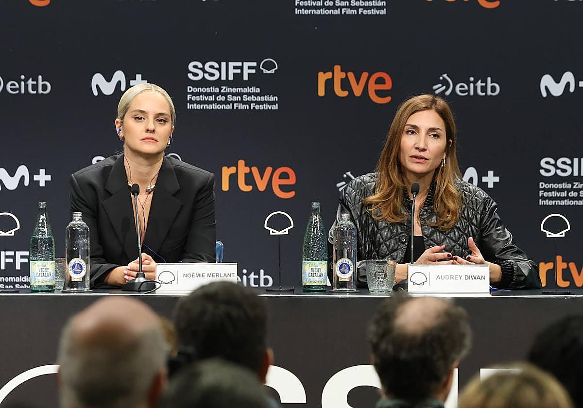 La directora Audrey Diwan y la protagonista Noémie Merlant, en la rueda de prensa de esta mañana.