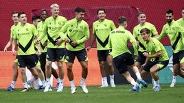 El entrenamiento de la Real en el Allianz Riviera