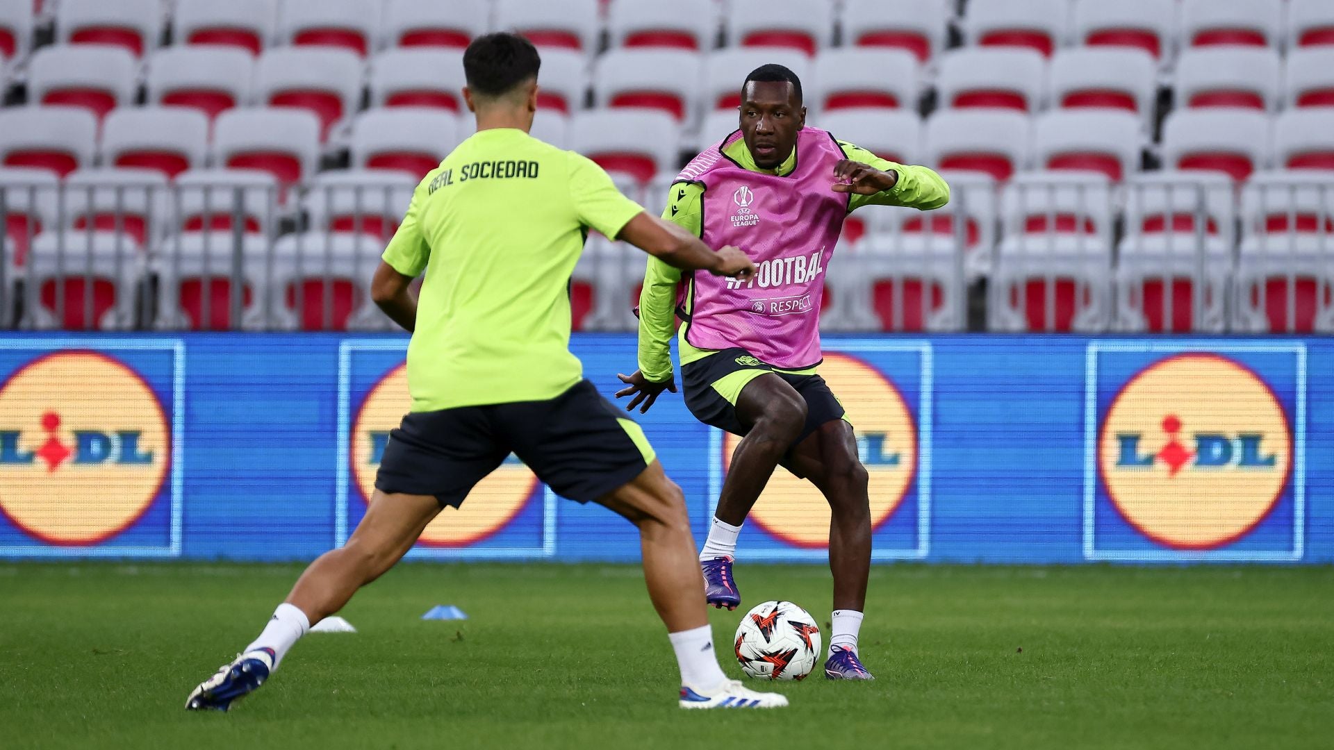 El entrenamiento de la Real en el Allianz Riviera