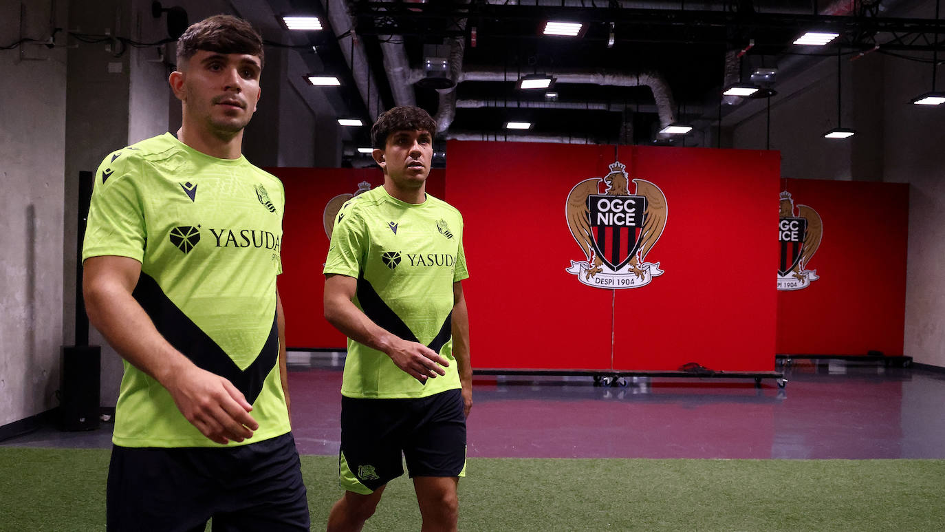 El entrenamiento de la Real en el Allianz Riviera