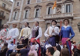 Seis de los ocho gigantes donostiarras que participaron en las fiestas de la Mercé de Barcelona.