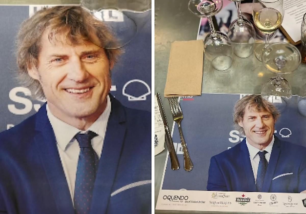 La imagen de Julian Iantzi, en el mantel de un restaurante de San Sebastián.