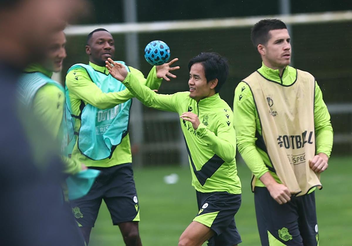 Becker, Kubo y Zubeldia, en la práctica de este miércoles en Zubieta