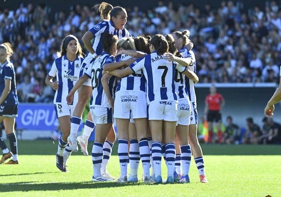 Celebración del segundo gol en la jornada pasada.